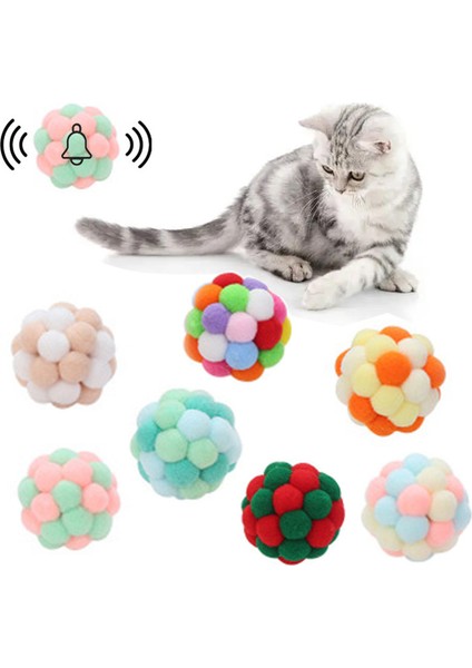 Çanlı Kedi Peluş Oyuncak Top (8 Adet) (Yurt Dışından)