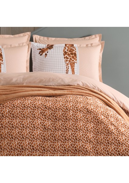Bedding Giraffe Çift Kişilik Wellsoft Battaniyeli Nevresim Takımı Seti 5 Parça - Kahverengi modelleri