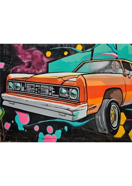 3 Boyutlu Duvar Kağıtları Klasik Araba Graffiti Duvar Kağıdı Kanvas Tek Parca