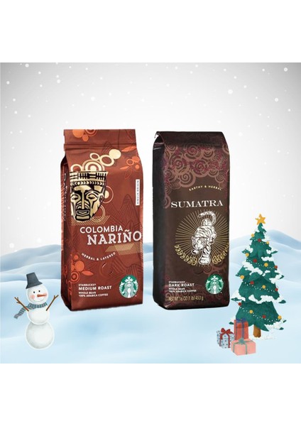 Yılbaşı Paketi Çekirdek Kahve Sumatra ve Colombia Narino 250 gr