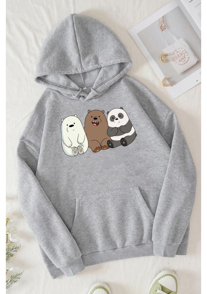 Unisex Kafadar Ayılar Baskılı Sweatshirt