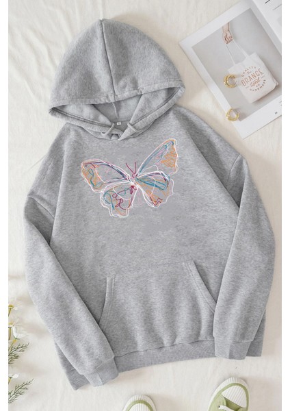 Unisex Butterfly Baskılı Sweatshirt