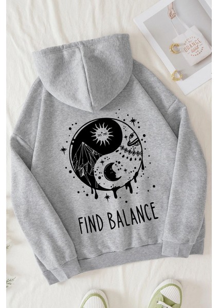 Unisex Yin & Yang Tasarım Sweatshirt