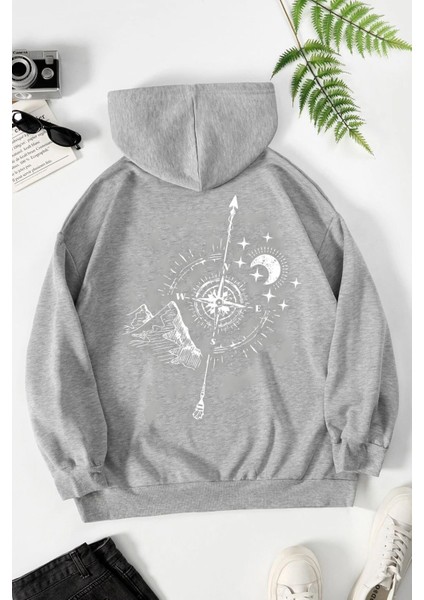 Unisex Pusula Sırt Baskılı Sweatshirt
