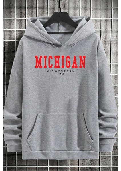 Unisex Michigan Baskılı Sweatshirt