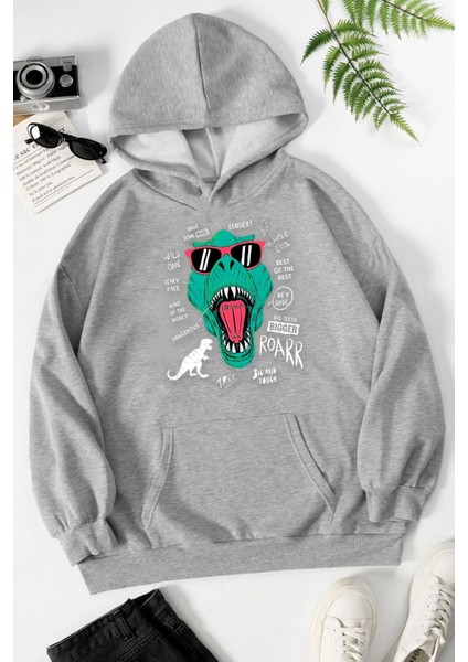 Unisex T - Rex Baskılı Sweatshirt