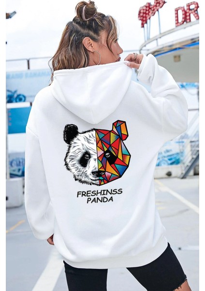 Unisex Panda Sırt Baskılı Sweatshirt