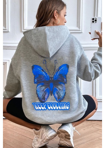 Unisex Butterfly Baskılı Sweatshirt