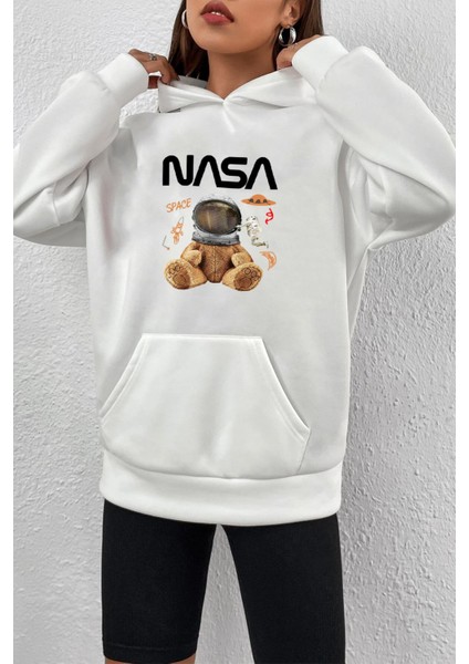 Unisex Nasa Bear Baskılı Sweatshirt