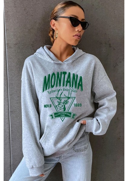 Unisex Montana Baskılı Sweatshirt