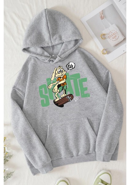 Unisex All Day Rabbit Baskılı Sweatshirt