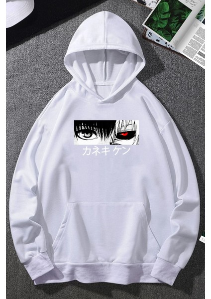 Unisex Ken Kaneki Baskılı Kapüşonlu Sweatshirt