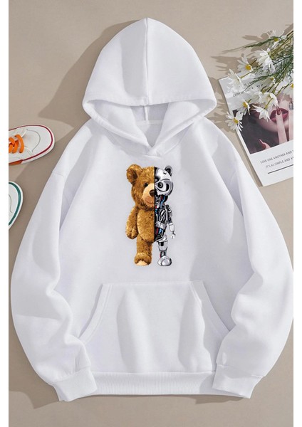 Unisex Boys Bear Baskılı Sweatshirt