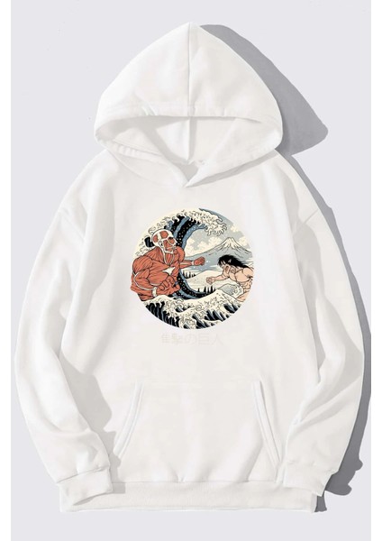 Unisex Kanagawa Oki Nami Ura Baskılı Sweatshirt