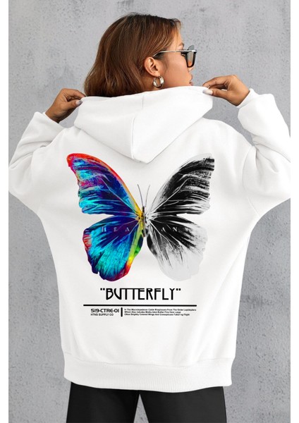 Unisex Butterfly Sırt Baskılı Sweatshirt