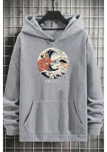 Unisex Kanagawa Oki Nami Ura Baskılı Sweatshirt