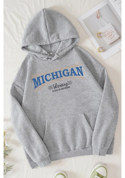 Unisex Michigan Tasarım Sweatshirt