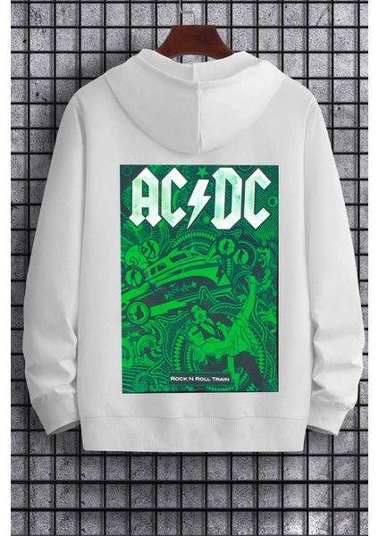 Unisex Ac Dc Baskılı Kapüşonlu Sweatshirt