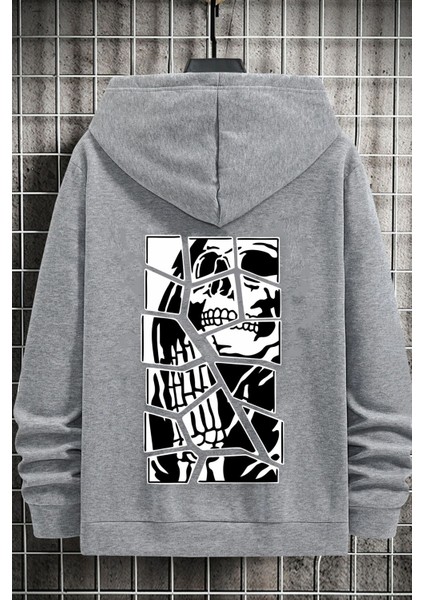 Unisex Skullcracked Baskılı Sweatshirt