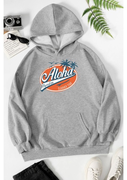 Unisex Aloha Baskılı Sweatshirt