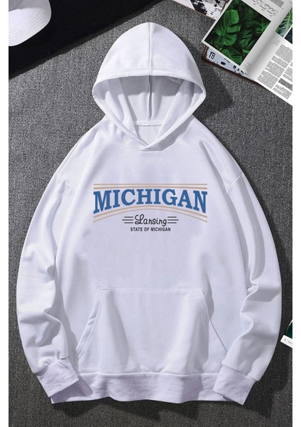 Unisex Michigan Tasarım Sweatshirt