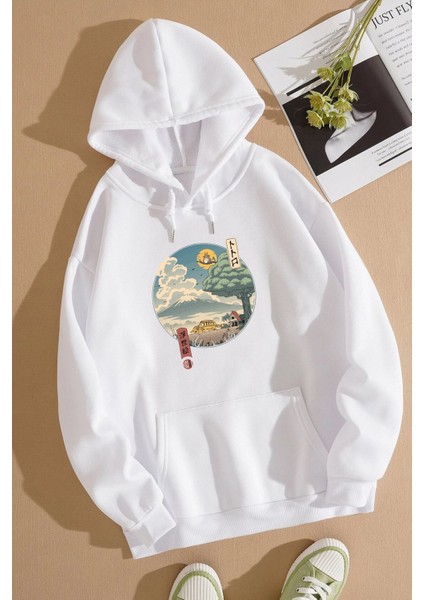 Unisex Neighbor's Ukiyo E Baskılı Sweatshirt