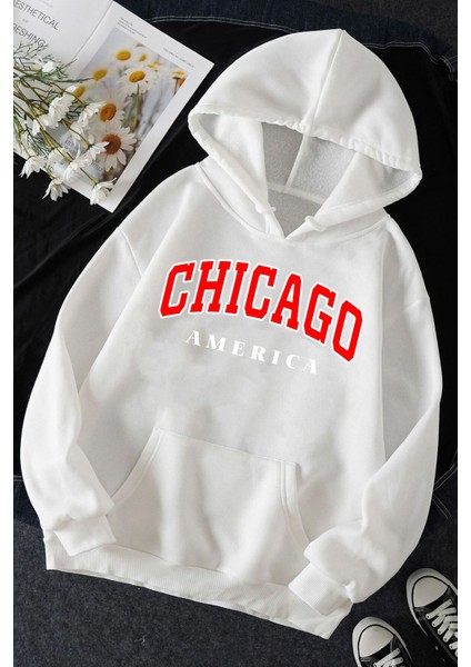 Unisex Chiago Baskılı Sweatshirt