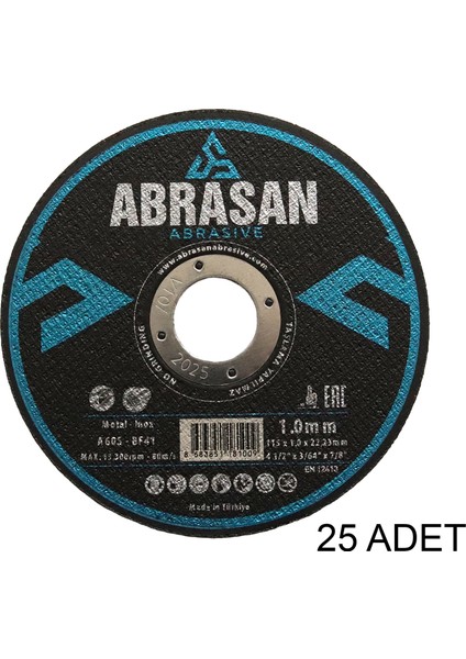 Abrasive Inox Metal Kesme Taşı Spiral Taş Kesici Taş 115 X 1,0 X 22,23 Mm 25 Li