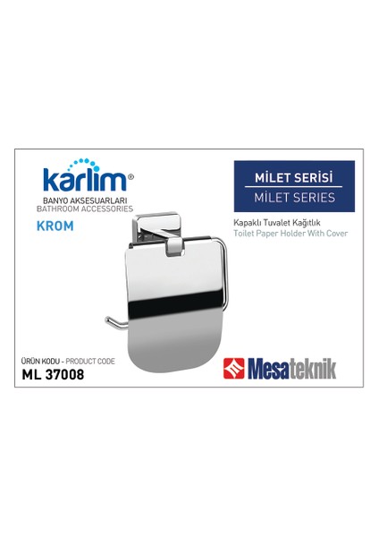 ® ml 37008-K Milet Krom Kapaklı Tuvalet Kağıtlık