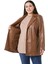 Büyük Beden Torba Cepli Düğmeli Astarlı Kahverengi Suni Deri Ceket 5