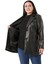 Büyük Beden Torba Cepli Düğmeli Astarlı Siyah Suni Deri Ceket 5