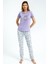 Büyük Beden Kadın Pijama Lila Renk Takım Süprem Kumaş 1