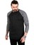 Siyah Bisiklet Yaka Kolları Renkli Çizgili Erkek Sweatshirt 1801850 1