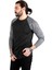 Siyah Bisiklet Yaka Kolları Renkli Çizgili Erkek Sweatshirt 1801850 2