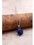 Doğal Lapis Lazuli Taşlı Damla Mini Rodyumlu Gümüş Kolye 7739 1