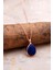 Doğal Lapis Lazuli Taşlı Damla Mini Rose Gümüş Kolye 7740 1