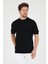 Siyah Erkek Yuvarlak Yaka Desenli Örme T-Shirt 1
