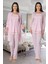 Puerpera Effort Kadın Pembe Sabahlıklı Hamile Lohusa Pijama Takımı 3044 1