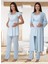 Effort Kadın Mavi Hamile Lohusa Sabahlıklı Pijama Takımı 6014 1