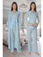 Puerpera Effort Kadın Mavi Uzun Kollu Lohusa Hamile Pijama Takımı Sabahlık 2424 1