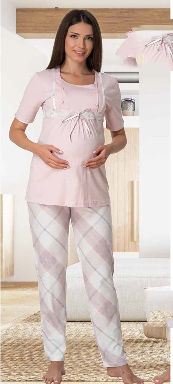 Puerpera Effortt Kadın Lohusa Hamile Pijama Takımı 6022 görsel 8