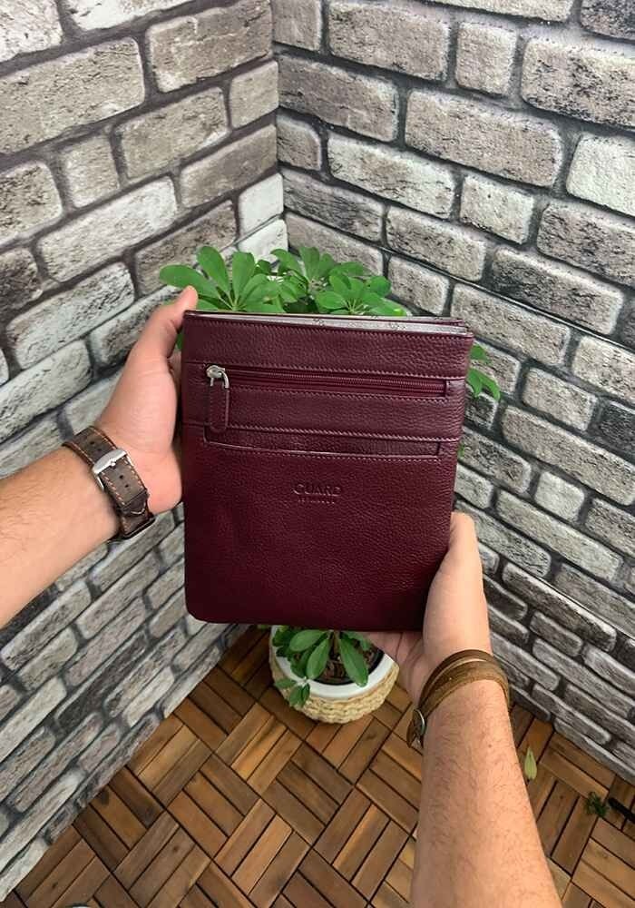 Guard Bordo Hakiki Deri Omuz Askılı Çanta görsel 2