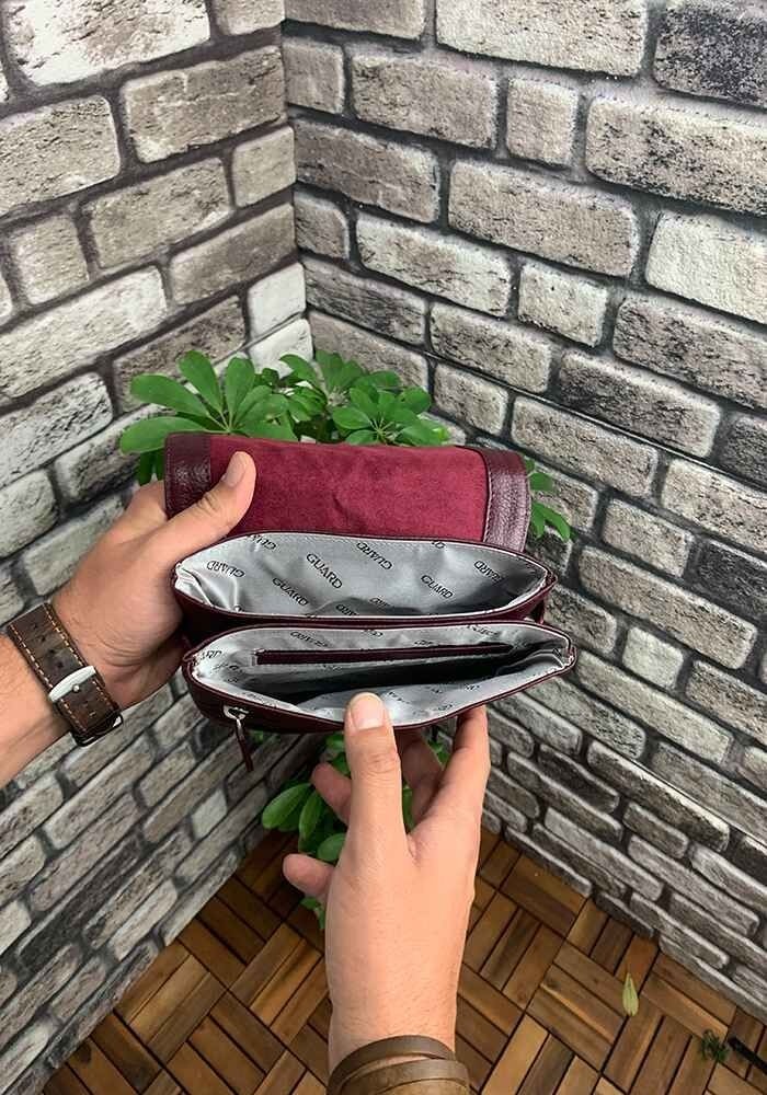 Guard Bordo Hakiki Deri Omuz Askılı Çanta görsel 3