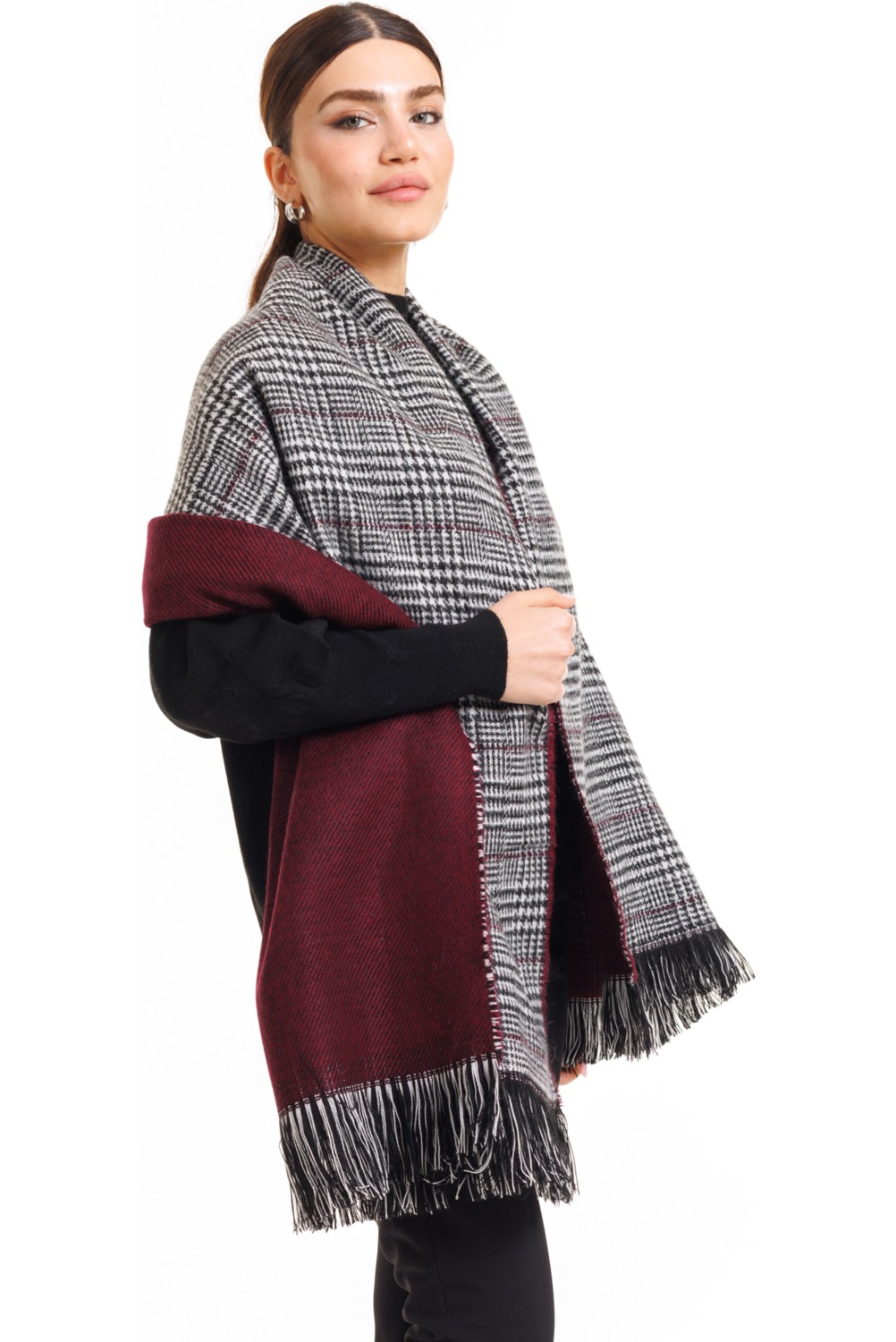 Ladycolor Çift Taraflı Ekose Atkı Şal-Omuz Şal görsel 3