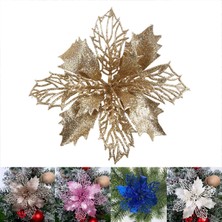 Caichi Glitter Arifical Poinsettia Noel Çelenk Noel Ağacı Dekorasyonları (Yurt Dışından)