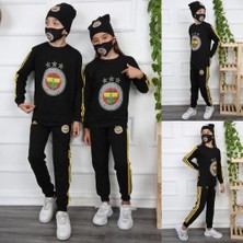 Mavi Boncuk Kids Dörtlü Fenerbahçe Taraftar Eşofman Takım Bereli Maskeli