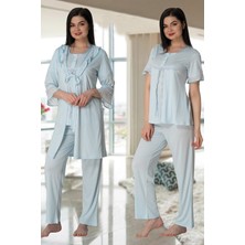 Puerpera Effortt Kadın Hamile Lohusa Pijama Takımı ve Sabahlık Set 4074