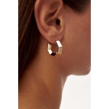 By Golden House Altıgen Seramik Halka Küpe