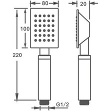 Fause El Duş Başlığı 304 Çelik Metal Kare KE104