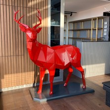 Mekwork Metal Geyik - 3d Handmade Deer - 180 Cm Kırmızı